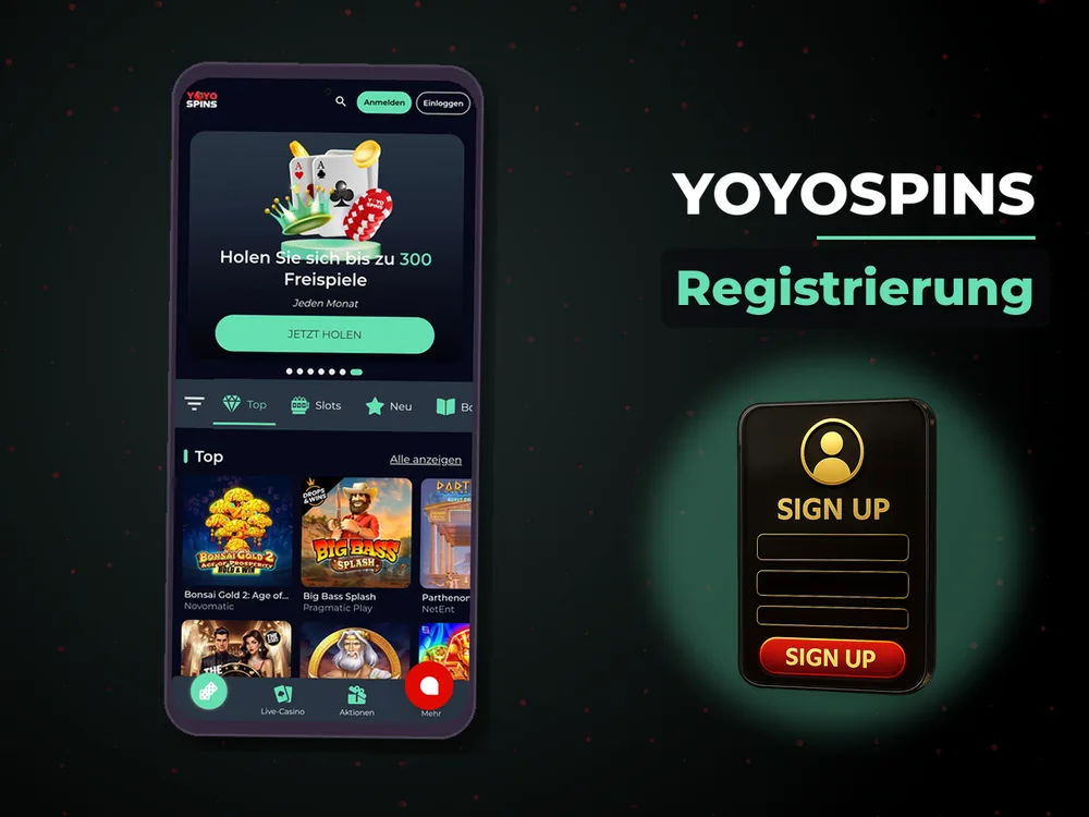 YoyoSpins - Registrierung